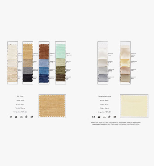 Colour Cards |  SILK LINENS & CREPE SATIN LININGS